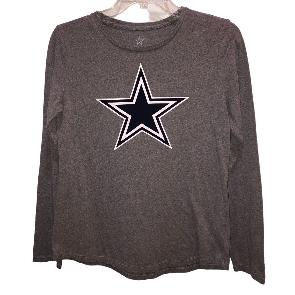 Dallas Cowboys Womens Small Gray Long Sleeve Star Logo T Shirt Tee Top Size S
